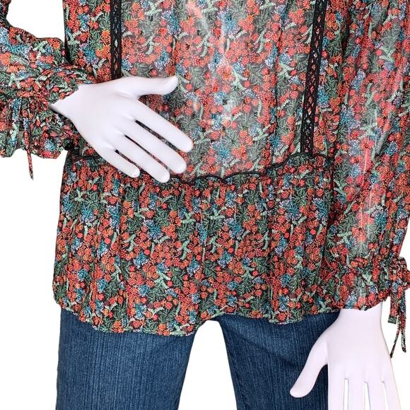 Matilda Jane Women Sheer Top Size Small Long Sleeve Romantic Floral Print - Picture 3 of 10